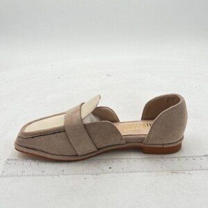 MISS LEFT Women Vintage Closed Square Toe D'Orsay Flats Slip On Low Thick Heels